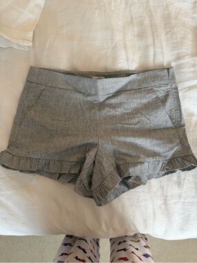 LOFT Gray Ruffle-Hem Dressy Shorts
